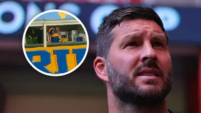 d9abc3e3-77f6-45b7-81ad-5f5c92b4df00 Gignac y Riquelme juntos en La Bombonera en el Boca vs Unión